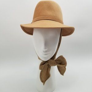 Vintage Adolfo II | Tan Wool Hat w/ Scarf